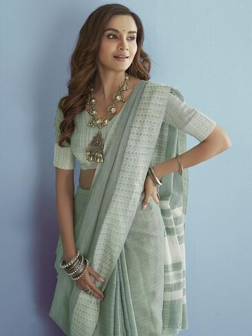 ساري حريمي منسوج ذاتيًا من القطن والجاكار مع قطعة بلوزة غير مخيطة in Kuwait