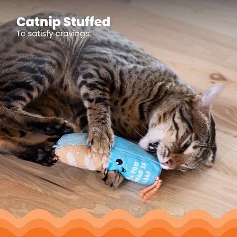 Catstages Loaf Kicker Catnip Toy and Dental Toy for Cats Bread Themed Funny Catnip Stuffed Kicker Toy, Tan in Saudi Arabia