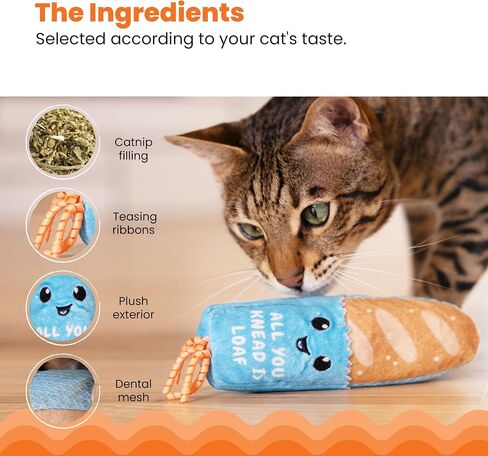 Catstages Loaf Kicker Catnip Toy and Dental Toy for Cats Bread Themed Funny Catnip Stuffed Kicker Toy, Tan in Saudi Arabia