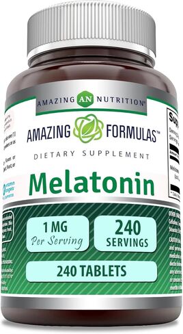 Amazing Formulas Melatonin 1 Mg Tablets (Non GMO,Gluten Free) - Best Choice of Natural Sleep Aid Supplement – Promotes Calming and Relaxing Effect - 240 Tablets - Suitable for Vegetarian in Saudi Arabia
