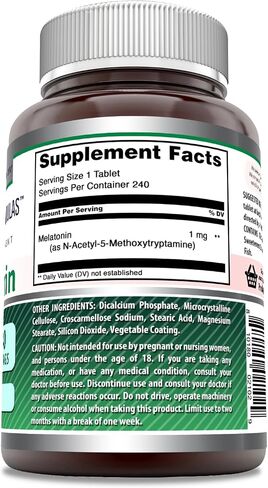 Amazing Formulas Melatonin 1 Mg Tablets (Non GMO,Gluten Free) - Best Choice of Natural Sleep Aid Supplement – Promotes Calming and Relaxing Effect - 240 Tablets - Suitable for Vegetarian in Saudi Arabia