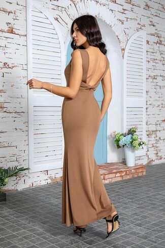 فستان نسائي طويل بدون أكمام، فتحة رقبة دائرية، أنيق صيفي كاجوال، فساتين طويلة مثيرة بدون ظهر للحفلات in Kuwait