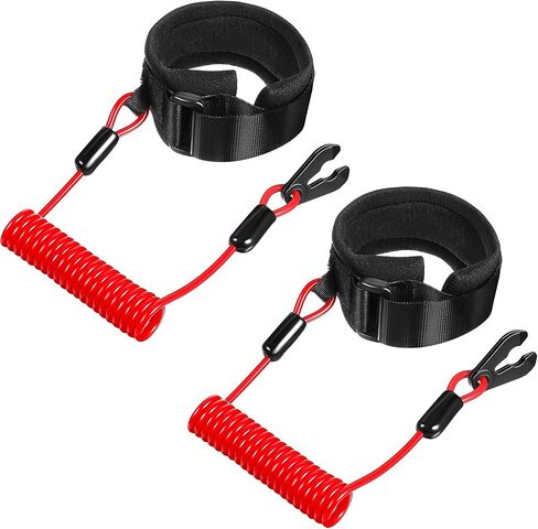 2 Pieces Stop Kill Safety Lanyard Boat Engine Emergency Stop Switch Outboard Engine Switch Lanyard Emergency Cut Off Cord Safety Lanyard Cord Replacement for Most Board Engine(Red) in Saudi Arabia