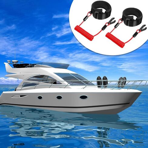 2 Pieces Stop Kill Safety Lanyard Boat Engine Emergency Stop Switch Outboard Engine Switch Lanyard Emergency Cut Off Cord Safety Lanyard Cord Replacement for Most Board Engine(Red) in Saudi Arabia