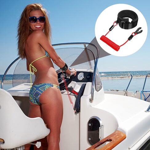 2 Pieces Stop Kill Safety Lanyard Boat Engine Emergency Stop Switch Outboard Engine Switch Lanyard Emergency Cut Off Cord Safety Lanyard Cord Replacement for Most Board Engine(Red) in Saudi Arabia