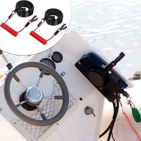 2 Pieces Stop Kill Safety Lanyard Boat Engine Emergency Stop Switch Outboard Engine Switch Lanyard Emergency Cut Off Cord Safety Lanyard Cord Replacement for Most Board Engine(Red) in Saudi Arabia