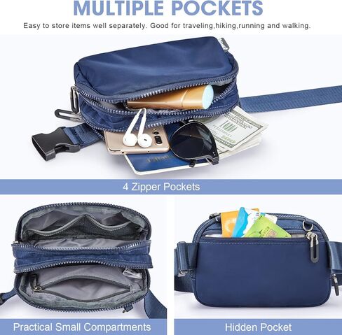 Newshows Fanny Pack مع حقيبة صغيرة للنساء والرجال، حقائب خصر أنيقة بخاصية حجب RFID وحقيبة بوم كاجوال للاستخدام في الهواء الطلق والسفر والمشي لمسافات طويلة وركوب الدراجات والجري (وردي) in Kuwait