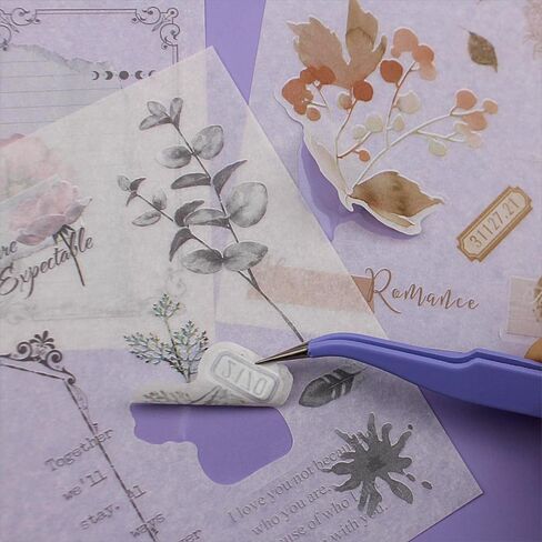 40 Sheets Pre-Cut Washi Sticker Books for Adults, Dual Washi & PET Materials, Ephemera Books, Junk Journal Stickers for Journaling Scrapbooking Supplies, Bujo Decorative in Kuwait