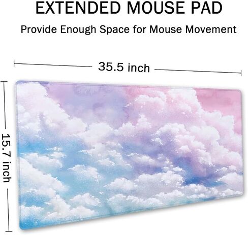 Cute Watercolor Pastel Sky Desk Mat, Cute Cloud Desk Mat, Cute Pink Sky Desk Pad, Sky Desk Mat, Desk Mat Cute, Extended Desk Mat, XXL Gaming Mouse Pad, Extended Mouse Pad, 35.5x15.7inch in Kuwait
