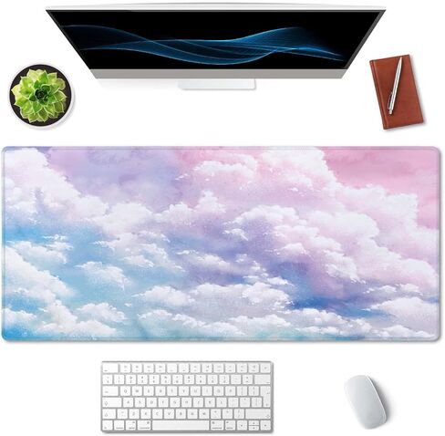 Cute Watercolor Pastel Sky Desk Mat, Cute Cloud Desk Mat, Cute Pink Sky Desk Pad, Sky Desk Mat, Desk Mat Cute, Extended Desk Mat, XXL Gaming Mouse Pad, Extended Mouse Pad, 35.5x15.7inch in Kuwait