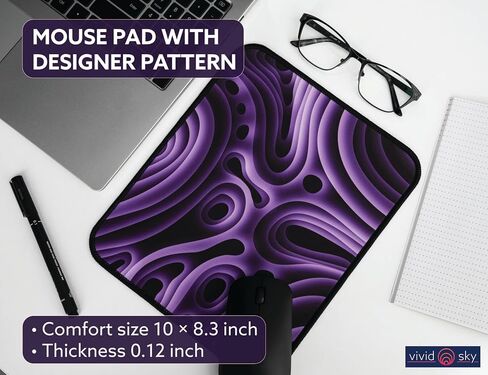 Mouse Pad (Flow) with Designer Pattern, Stitched Edge Mouse Pad for Desk, Non-Slip Rubber Base Mousepad, Perfect for Office and Home, Gaming, Wireless & Computer Mouse, 10x8.3 in in Saudi Arabia