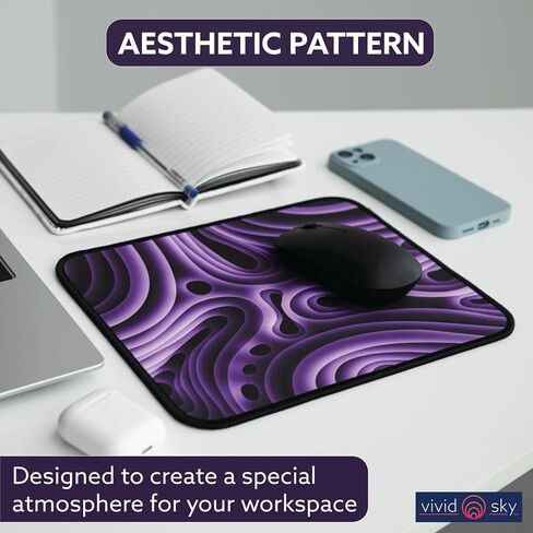 Mouse Pad (Flow) with Designer Pattern, Stitched Edge Mouse Pad for Desk, Non-Slip Rubber Base Mousepad, Perfect for Office and Home, Gaming, Wireless & Computer Mouse, 10x8.3 in in Saudi Arabia