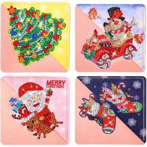BABORUI Diamond Art Bookmarks, 4Pcs Corner Bookmarks Dimaond Art Kits for Adults Kids, Small Diamond Art Accessories for Book Lover Gift (Mandala)