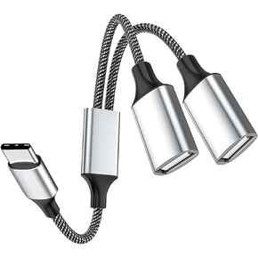 Fidioto USB C Male to Dual USB Female Adapter, USB C to USB Splitter, Type C to Two USB A 2.0 OTG Adapter, Multiple Hub for Laptop/Tablet/Telephone/Flash Disk Drive/Gaming Consoles
