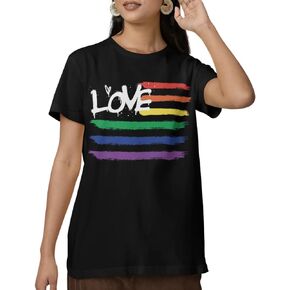 تي شيرت BROOKLYN VERTICAL Pride بأكمام قصيرة، تصميم قلب قوس قزح، رسائل شاملة