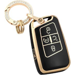 OFFCURVE Key Fob Cover with Keychain for Volkswagen Special Key Fob Case Cover Holder for 2018-2022 VW Atlas Golf Alltrack Atlas Jetta Passat Arteon iguan Smart Car Accessories, Black