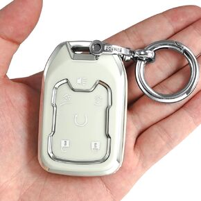 for GMC Key fob Cover with Keychain/Keyring,Soft TPU 5/6 Buttons Key Shell,fit for Chevy Suburban Tahoe Yukon Remote car Key(Black)