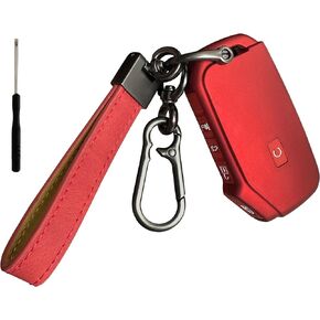 ABS Plastic Rubber Key Fob Cover Compatible with Kia Cadenza Forte K5 NIRO Rio Seltos Sorento Soul Sportage Stinger Telluride (not for Keys with Eject Buttons (Red+Key Chain)