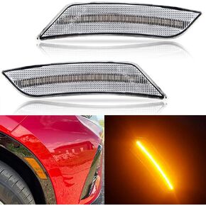 NJSBYL Blazer Side Marker Light Kits for 2019-2021 Chevy Blazer Clear Lens Amber LED Turn Signal Lamps Lights Kits Chevy Blazer Wheel Full LED Bumper Sidemarker Lamps Replacement