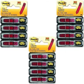 Post-it Message Flags,Sign Here, Red, 0.47 Wide, 20/Dispenser, 12 Dispensers/Pack, (684-RDSH)