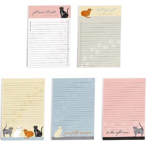 Cat Puns Daily Notepads Set / 4" x 6" Sticky Note Fill in Priority Lists/Five Unique Feline Designs/Clever Organizational Lists