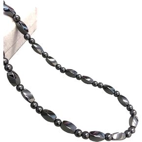 5A grade hematite magnetic therapy necklace for men and women, healing stone for Pain Relief, Neck Arthritis, Back, Shoulder Pain, Headache and Migraine Relief, blood circulation unisex 20"