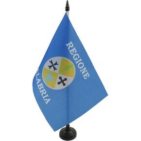 AZ FLAG Calabria Table Flag 5'' x 8'' - Italy - Italian Region Desk Flag 21 x 14 cm - Black Plastic Stick and Base