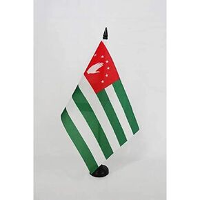 علم طاولة جمهورية أبخازيا AZ FLAG مقاس 5 بوصة × 8 بوصة - علم مكتب أفسني 21 × 14 سم - عصا وقاعدة بلاستيكية سوداء