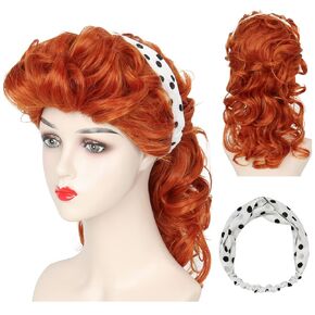 M MISS U HAIR Missuhair Lucy Halloween Costume Wig Copper Red Lucille 50's Housewife Wig for Women Adult