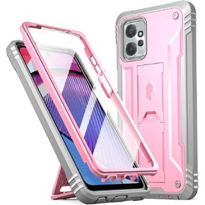 Poetic Revolution Series Case for Moto G Power (2021), Full-Body Rugged Dual-Layer Shockproof Protective Cover with Kickstand and Built-in-Screen Protector, Black