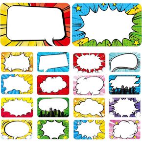 Superhero Name Tags Labels Stickers 216 Counts Colorful Large Nametags Name Badge Labels Sticker for Themed Party Family Home School Office 3.25x2.16 inches