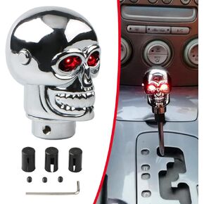 Pack of 1 Shift Head Replacement, Skull Shift Knob Gear Stick, with Led Light, Universal for Most Cars (Red)
