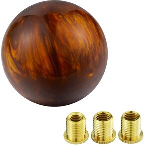 Arenbel Car Gear Shifter Lever Knob Round Ball Shift Stick Handle Replacement Fit Most Manual Auto Vehicles, Black and Brown