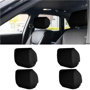 BELOMI 4PCS Car Seat Headrest Cover, Comfortable Breathable Anti-Scratch Dirt-Proof Retractable Multifunctional Auto Head Rest Seat Cushion Pillow Protector Replacement, Universal Fit（Black） in Kuwait
