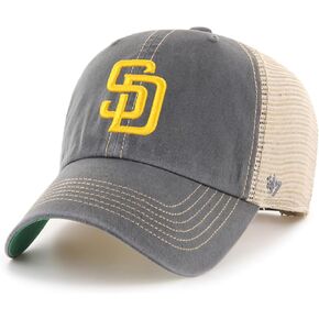 '47 San Diego Padres Charcoal Primary Logo Mesh Trucker Clean Up Adjustable Hat, Adult One Size Fits All