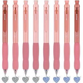 BAYTORY 8Pcs Retractable Erasable Gel Pens, 4 Blue & 4 Black Ink 0.5 mm Fine Point with Cute Eraser, Smooth Write Quick Dry School Office Note Taking Journaling Supplies (Pink & Green)