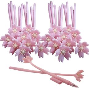 20PCS Romantic Black Gel Ink Pens, Smooth Writing, Dreamy Cherry Blossom Design, Recyclable