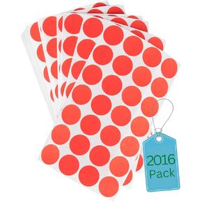 1InTheOffice Colored Dot Stickers, Round Stickers, Red Stickers, 3/4 Inch, 2,016 Pieces
