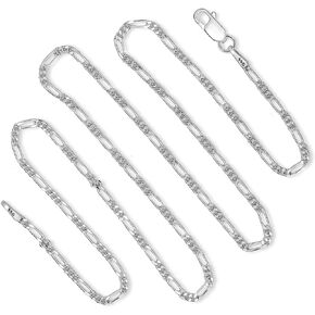 925 Sterling Silver 1.8MM Figaro Chain - Italian Necklace For Women - Lobster Claw Clasp - 16-30"