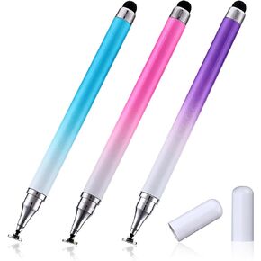 2 in 1 Stylus Pens for Touch Screens,3 Pcs Stylus Pencil with Transparent Disc & Silicone Tip High Sensitivity Stylus Fine Point Stylus Pen Compatible with All Touch Devices