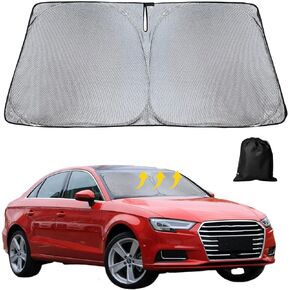 Compatible with Windshield Sunshade Reflective Sun Visor Folded Front Windshield Sunshade Ice Crystal Nano Cover for Audi A3 2014 2015 2016 2017