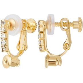 Beebeecraft 1 Box 12Pcs Clip-on Earring Converter 18K Gold Plated Plated Crystal Rhinestone Screw Non Pierced Clip-on Earring Findings Components with 12Pcs Earring Pads for DIY Earring Gift Making