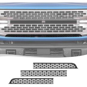 Voodonala for Ford Bronco 2Doors Front Grille Inserts Grills Mesh Decoration Cover Trim Cover Compatible With Ford Bronco 2021-2023 (ABS,3Pcs,2Doors)