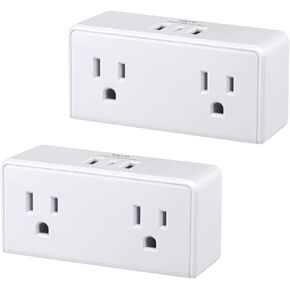 Clear Power 2-Outlet Power Strip with 3 USB Ports(1 USB-C), Flat Plug, 6 ft Power Cord, Compact USB Charging Hub, Desktop Charging Station with USB C, Black, DC3S-1202-DC