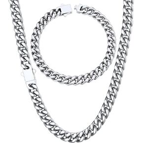 ChainsHouse 7mm 20" Cuban Chain Necklace Men Bracelet 21cm