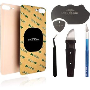 زجاج خلفي Cell4less متوافق مع iPhone 8 Plus مع لاصق لكامل الجسم، وأداة إزالة، وفتحة كاميرا واسعة للتثبيت السريع بدون شعار (رمادي فلكي) in Kuwait