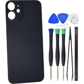 Back Glass for iPhone 12 Mini A2399 A2176 A2398 Replacement with Pre Cut Adhesive - 5.4" Black