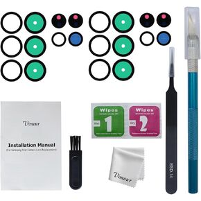 2 Sets/10 Pieces Rear Camera Glass Lens Replacement with Adhesive and Repair Toolkit for Galaxy S21 Ultra 5G G998U All Carriers