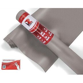 Rwraps 3D Carbon Fiber Vinyl Car Wrap Film Sheet Roll with Air Release Technology - 5ft x 1ft with Application Card, Red