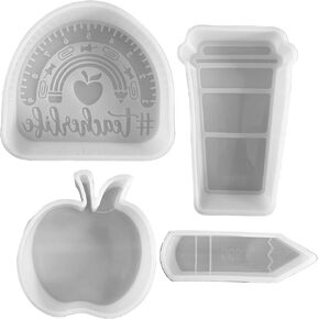 Teacher Freshie 4 Pack Silicone Mold | Teach Appreciation Back to School Pack | Crafter Supplies for Freshie, Soap, Resin, Candles